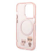 Husa premium pentru  iPhone 14 Pro Max Karl Lagerfeld compatibila Magsafe - Roz neon