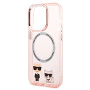 Husa premium pentru  iPhone 14 Pro Max Karl Lagerfeld compatibila Magsafe - Roz neon