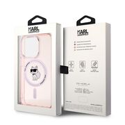 Husa premium pentru  iPhone 14 Pro Max Karl Lagerfeld compatibila Magsafe - Roz