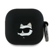 Huse de protectie pentru  AirPods 4, Thin & Smooth, din silicon, compatibila cu incarare wireless, cu breloc carabina - Negru royal