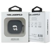 Huse de protectie pentru  AirPods 4, Thin & Smooth, din silicon, compatibila cu incarare wireless, cu breloc carabina - Negru denim