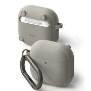 Huse de protectie pentru AirPods 4 Ringke - Protection Case Onyx Magnetic, Non-Slip Texture, cu breloc carabina - Gri