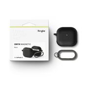 Huse de protectie pentru AirPods 4 Ringke - Protection Case Onyx Magnetic, Non-Slip Texture, cu breloc carabina - Gri