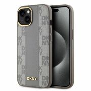 Husa premium pentru  iPhone 15 DKNY Urban compatibila MagSafe - Gri deschis
