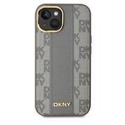 Husa premium pentru  iPhone 15 DKNY Urban compatibila MagSafe - Gri deschis