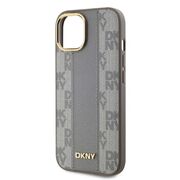 Husa premium pentru  iPhone 15 DKNY Urban compatibila MagSafe - Gri deschis