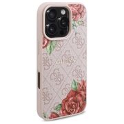 Husa premium pentru  iPhone 16 Pro Max compatibila MagSafe Guess Luxury Series - Roz neon