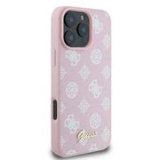 Husa premium pentru  iPhone 16 Pro compatibila MagSafe Guess Luxury Series - Roz neon