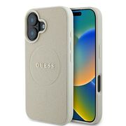 Husa premium pentru  iPhone 16 compatibila MagSafe Guess Luxury Series - Bej