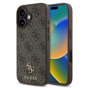Husa premium pentru  iPhone 16 compatibila MagSafe Guess Luxury Series - Maro deschis