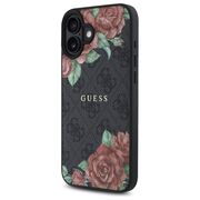 Husa premium pentru  iPhone 16 compatibila MagSafe Guess Luxury Series - Negru print