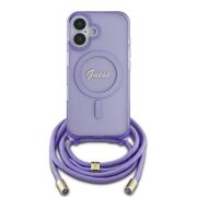 Husa premium pentru  iPhone 16 compatibila MagSafe Guess Luxury Series - Roz