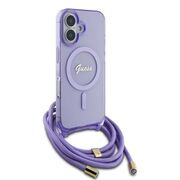 Husa premium pentru  iPhone 16 compatibila MagSafe Guess Luxury Series - Roz