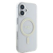 Husa premium pentru  iPhone 16 compatibila MagSafe Guess Luxury Series - Transparent