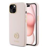 Husa premium  iPhone 15 pentru Guess Elegance Series - Roz neon