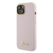 Husa premium  iPhone 15 pentru Guess Elegance Series - Roz pal