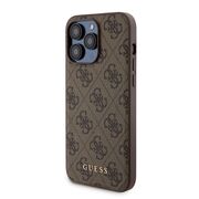 Husa premium pentru  iPhone 15 Pro Max compatibila MagSafe Guess Luxury Series - Maro