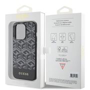 Husa premium pentru  iPhone 15 Pro Max compatibila MagSafe Guess Luxury Series - Negru electric