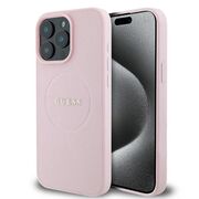 Husa premium pentru  iPhone 15 Pro Max compatibila MagSafe Guess Luxury Series - Roz deschis