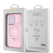 Husa premium pentru  iPhone 15 Pro Max compatibila MagSafe Guess Luxury Series - Roz pal