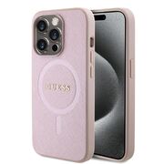 Husa premium pentru  iPhone 15 Pro compatibila MagSafe Guess Luxury Series - Roz pal