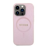 Husa premium pentru  iPhone 15 Pro compatibila MagSafe Guess Luxury Series - Roz pal