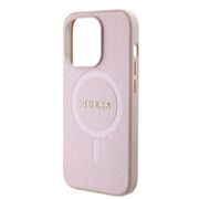 Husa premium pentru  iPhone 15 Pro compatibila MagSafe Guess Luxury Series - Roz pal