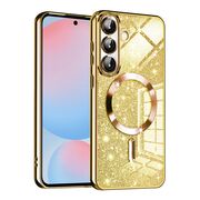 Husa pentru  Samsung Galaxy A56 cu MagSafe Sparkle Glare Detachable Layer, cu protectie lentile - Auriu