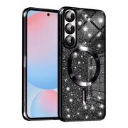 Husa pentru  Samsung Galaxy A56 cu MagSafe Sparkle Glare Detachable Layer, cu protectie lentile - Negru