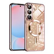 Husa pentru  Samsung Galaxy A56 cu MagSafe Sparkle Glare Detachable Layer, cu protectie lentile - Roz