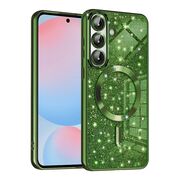 Husa pentru  Samsung Galaxy A56 cu MagSafe Sparkle Glare Detachable Layer, cu protectie lentile - Verde