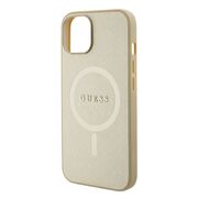 Husa premium pentru  iPhone 15 Plus compatibila MagSafe Guess Luxury Series - Auriu