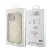 Husa premium pentru  iPhone 15 Plus compatibila MagSafe Guess Luxury Series - Auriu