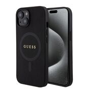 Husa premium pentru  iPhone 15 Plus compatibila MagSafe Guess Luxury Series - Negru