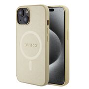 Husa premium pentru  iPhone 15 compatibila MagSafe Guess Luxury Series - Auriu