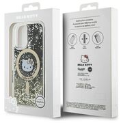 Husa premium pentru  iPhone 16 - Hello Kitty compatibila MagSafe - Negru auriu