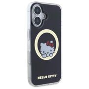 Husa premium pentru  iPhone 16 - Hello Kitty compatibila MagSafe - Negru