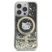 Husa premium pentru  iPhone 16 Pro - Hello Kitty compatibila MagSafe - Negru auriu