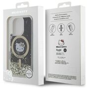 Husa premium pentru  iPhone 16 Pro - Hello Kitty compatibila MagSafe - Negru auriu