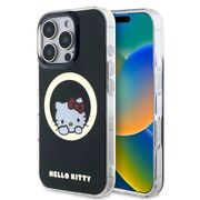 Husa premium pentru  iPhone 16 Pro - Hello Kitty compatibila MagSafe - Negru