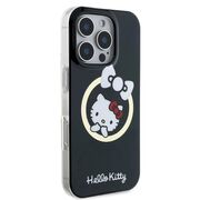 Husa premium pentru  iPhone 16 Pro Max - Hello Kitty compatibila MagSafe - Negru electric