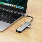 Adaptor HUB 5 in 1 USB Tip-C la 1 x USB 3.0, 2 x USB 2.0, 1 x HDMI 4K la 60Hz, 1 x USB Tip-C PD 100W, compatibil laptop Lenovo, Dell, HP, Asus, Acer, Apple MacBook Air/Pro, Chromebook, tableta, space grey