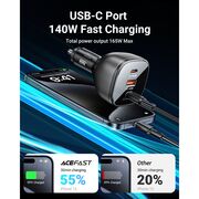 Incarcator auto 2x USB-C, USB, 165W, Fast Charging, Intelligent Temperature Control, Acefast B14, negru