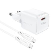 Set incarcator Type-C PD30W GaN cu cablu USB-C, Acefast A77, alb