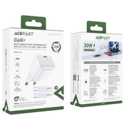 Set incarcator Type-C PD30W GaN cu cablu USB-C, Acefast A77, alb