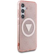 Husa premium pentru  Samsung Galaxy S25 compatibila MagSafe Guess Luxury Series - Roz neon
