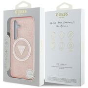 Husa premium pentru  Samsung Galaxy S25 compatibila MagSafe Guess Luxury Series - Roz neon