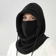 Cagula ski dama, fular fleece polar Techsuit, ajustabil, negru