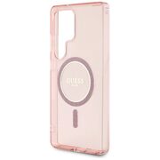 Husa premium pentru  Samsung Galaxy S25 Ultra compatibila MagSafe Guess Luxury Series - Roz pal