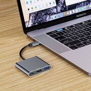Adaptor HUB 3 in 1 de la USB Type-C la 1 x USB 3.0, 1 x USB Type-C 100W, 1x HDMI 4K 30Hz, compatibil laptop Lenovo, Dell, HP, Asus, Acer, Apple MacBook Air/Pro, Chromebook, tableta, space grey
